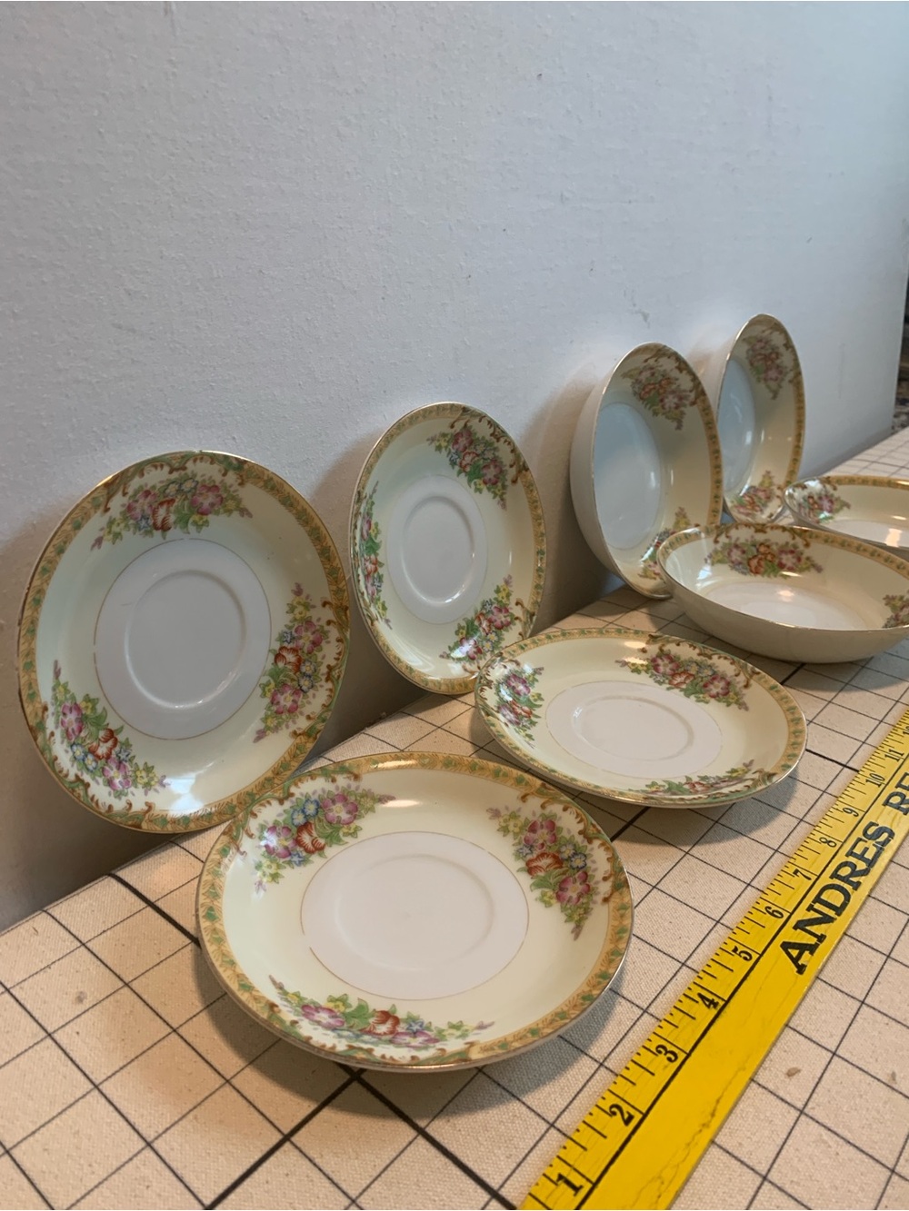 Vintage Hand Painted “Diamond” China from Japan - 4 saucers & 4 cereal bowls
